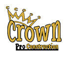 Logo: Gold crown over "Crown" and "Pro Construction" in black.