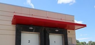 A red loading dock awning