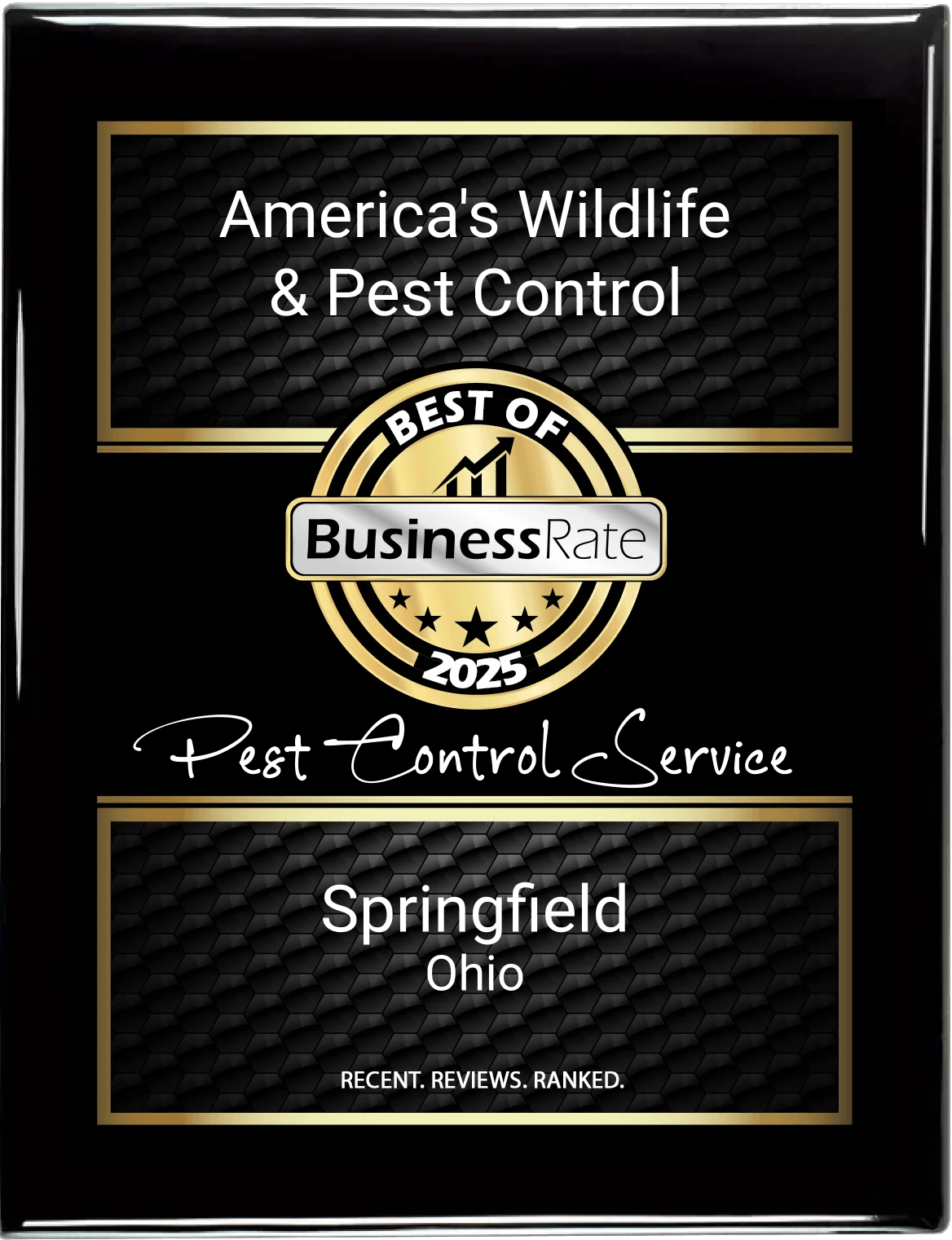 Plaque: America's Wildlife & Pest Control with