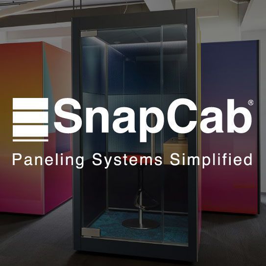 SnapCab logo: a red square with white horizontal lines, next to black text