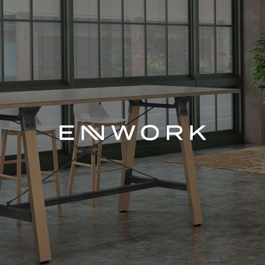 ENWORK logo with dark grey sans-serif text. The