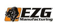 The EZG Manufacturing logo featuring a black hog silhouette on an orange square next to bold black text.