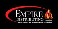 The Empire Distributing company logo features white text with a red curved accent and a flame icon on a black background.