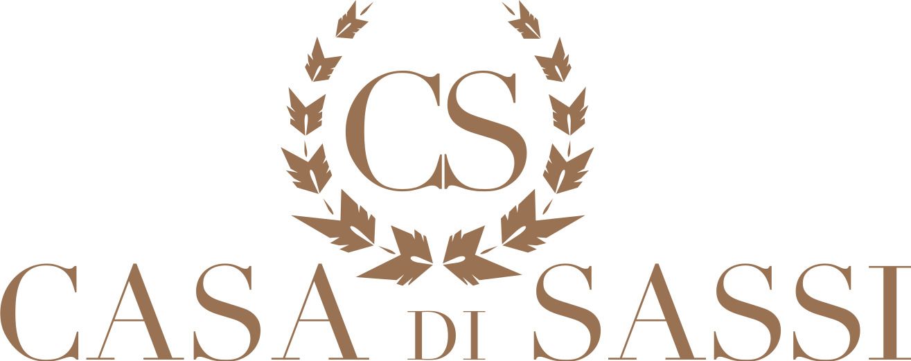 Light brown logo with the initials 