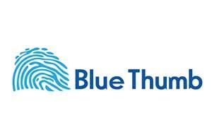 The Blue Thumb logo, featuring a blue fingerprint icon next to the company name in blue text.