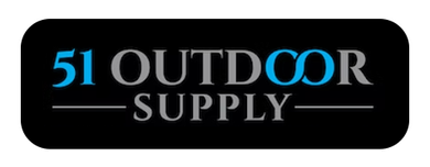 Logo for "51 Outdoor Supply" with the numbers and double 'O' in blue, and the rest of the text in white on a black background.