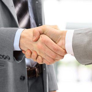 Agent shake hands with his client