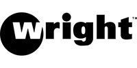 A black and white logo for wright on a white background.