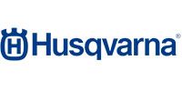 The husqvarna logo is blue and white and has a crown on it.
