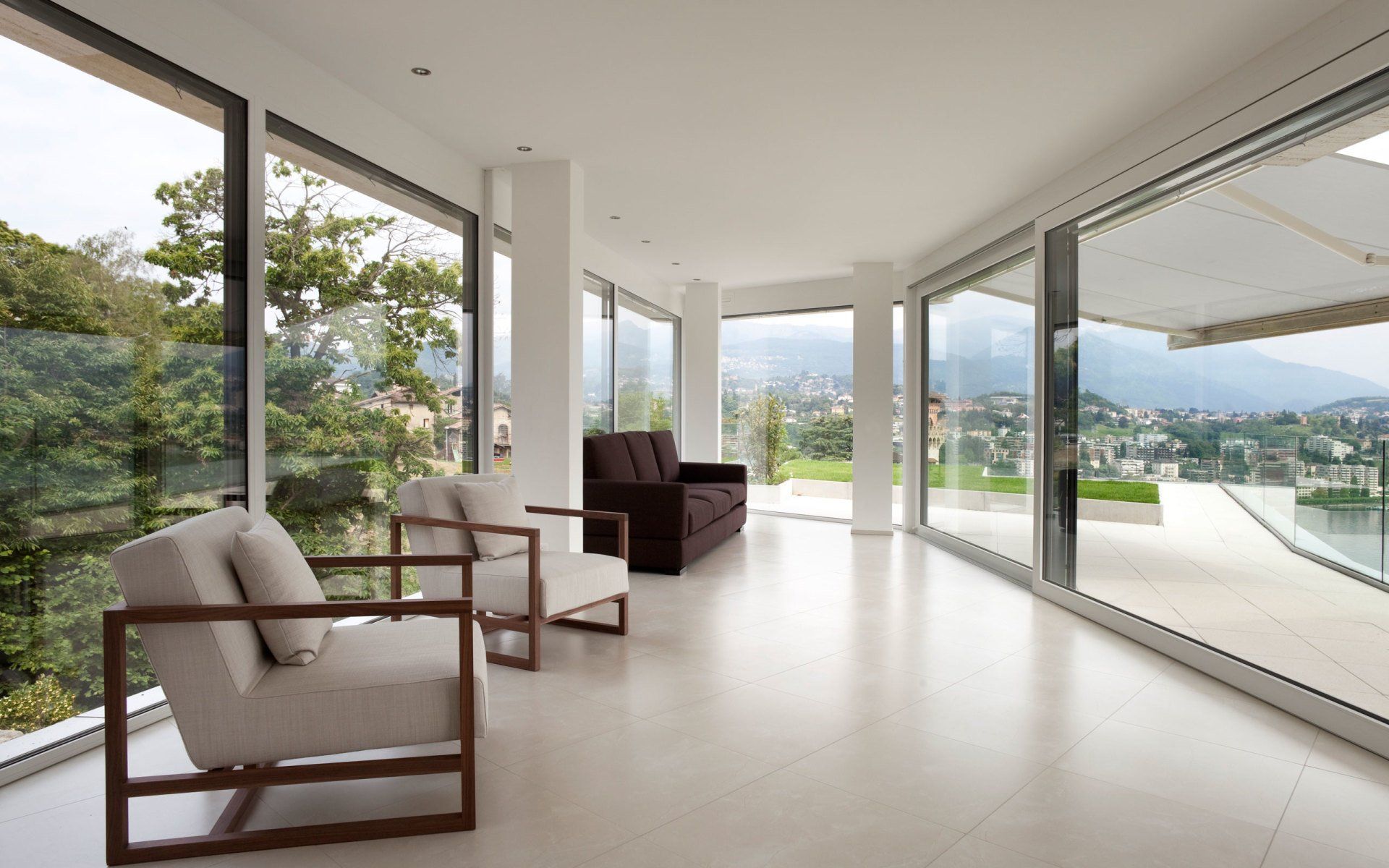Living room with glass windows