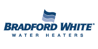 Bradford White Water Heaters logo in blue on a white background