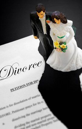Couple figurine with a divorce document
