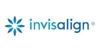 The Invisalign logo, consisting of a blue, eight-petal floral icon next to the brand name in blue text.