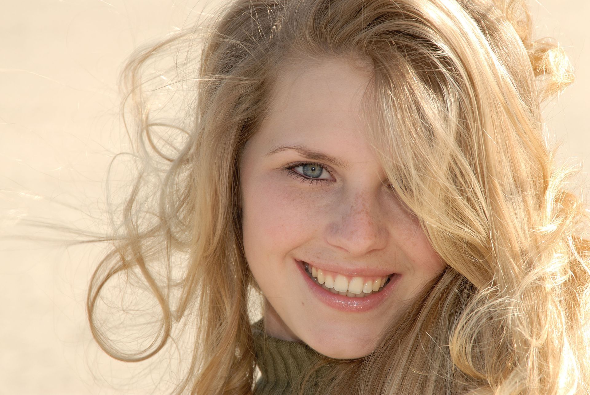 Smiling blonde woman