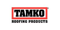TAMKO Roofing Products logo in black text inside a red rectangular border