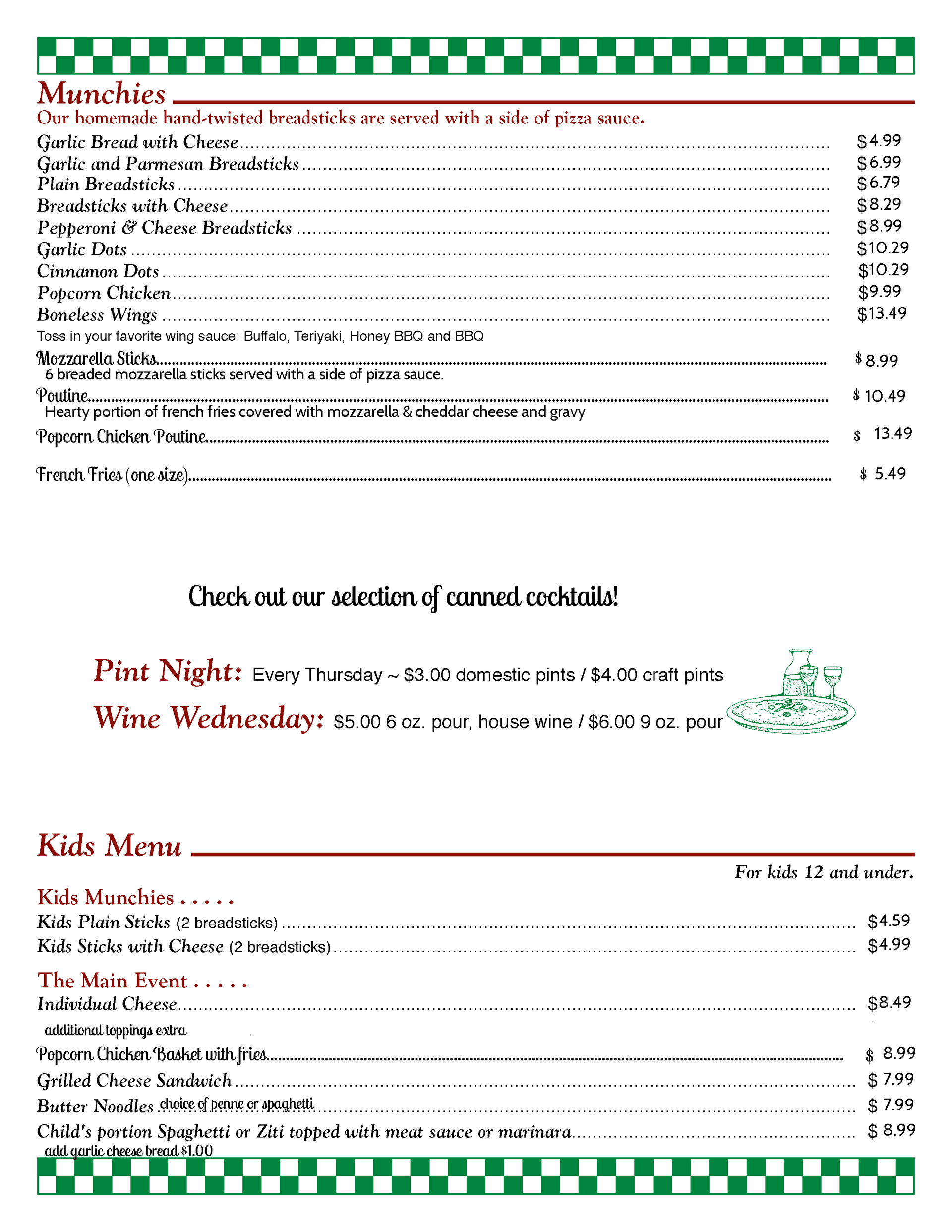 Hoagie's pizza and pasta menu page 5