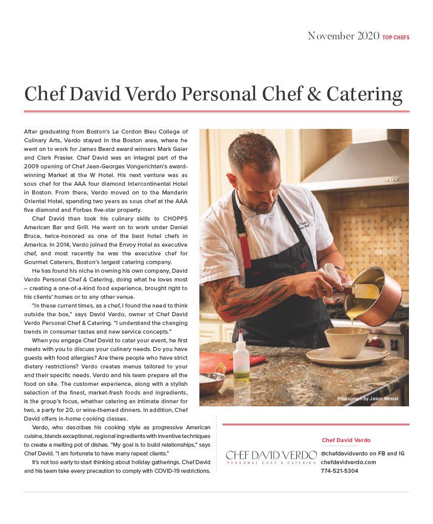 NorthShore Magazine features Chef David Verdo