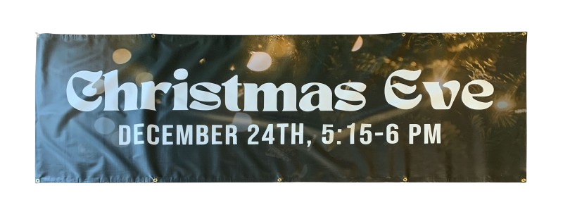 A banner for a christmas eve event on december 24th