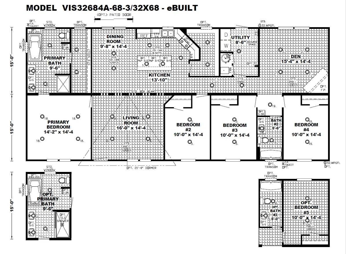 A black and white floor plan of a mobile home.