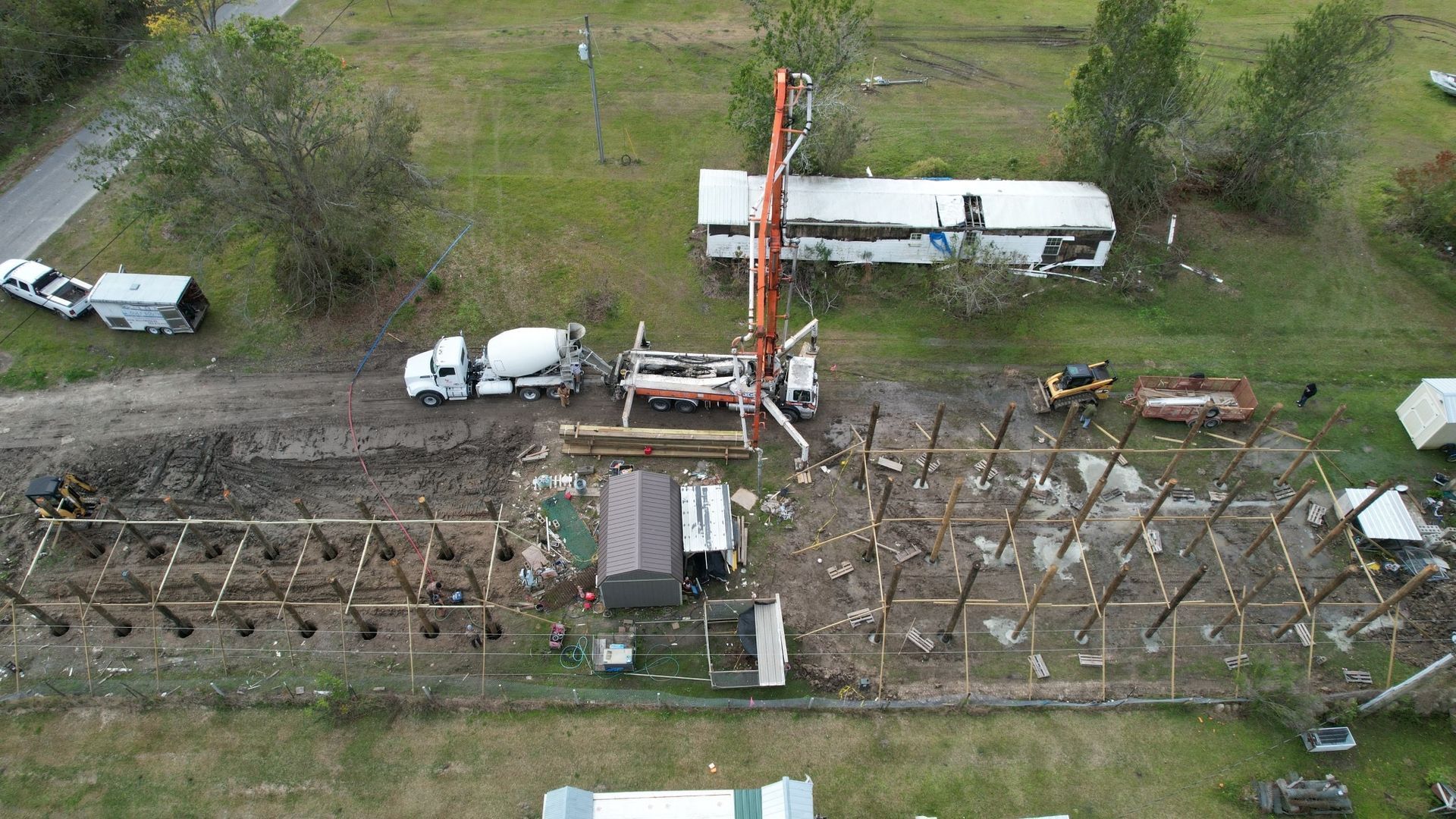 An aerial view of a construction site.