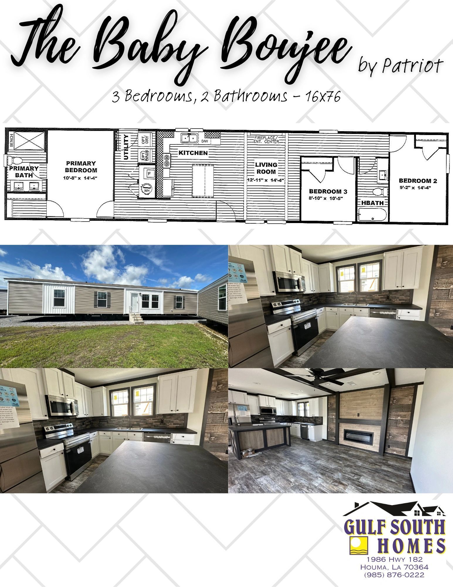 A brochure for a mobile home called the baby boujee by patriot.