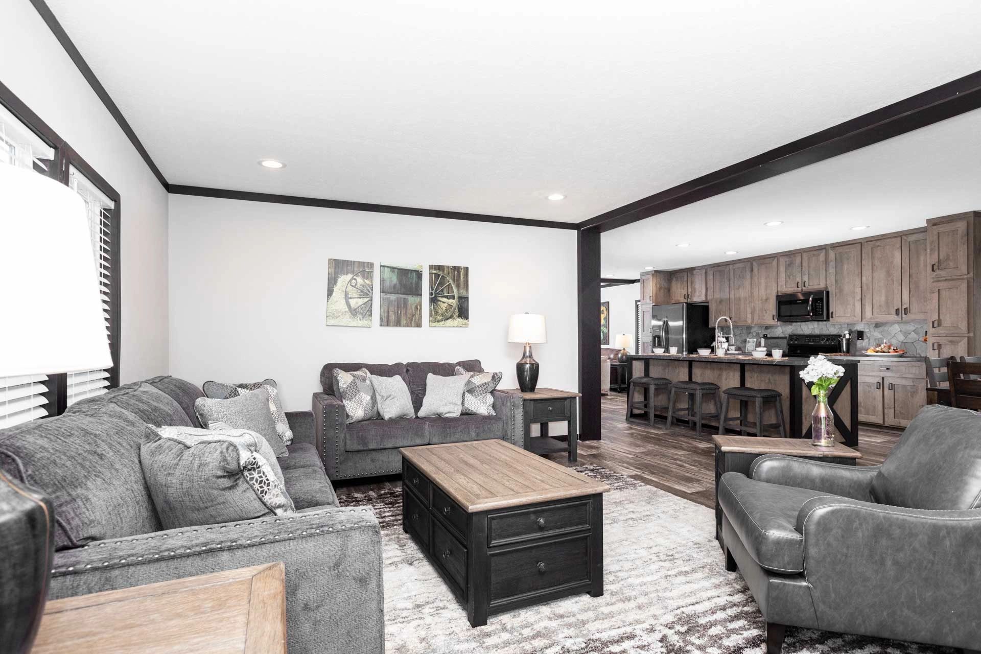 A living room filled with furniture and a coffee table.