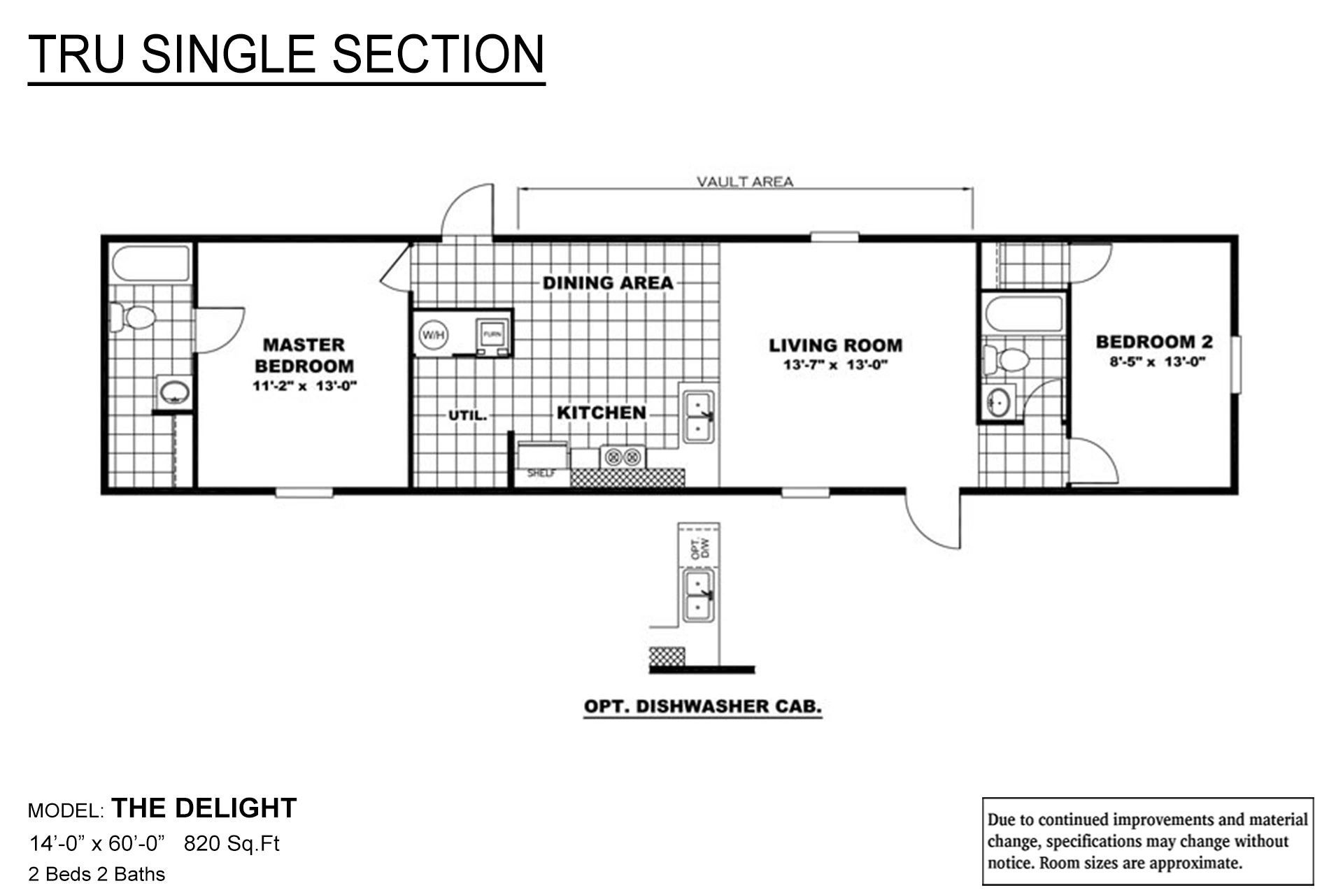 A black and white floor plan of a mobile home.