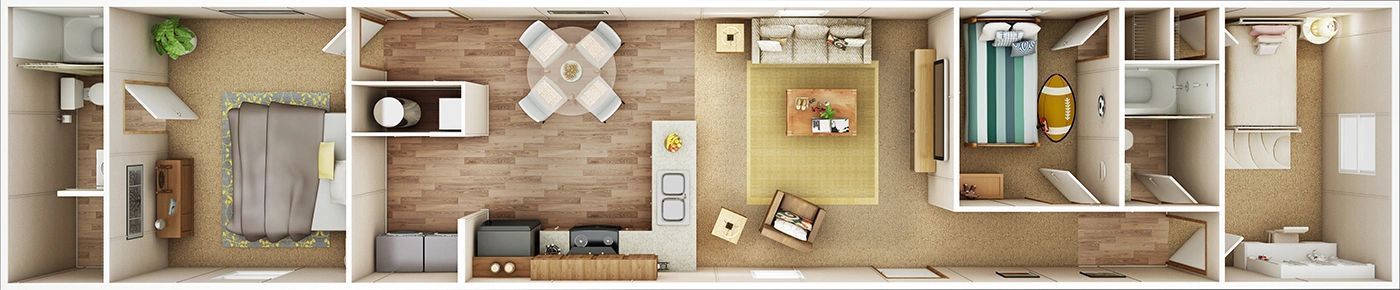 An aerial view of a floor plan of a house.