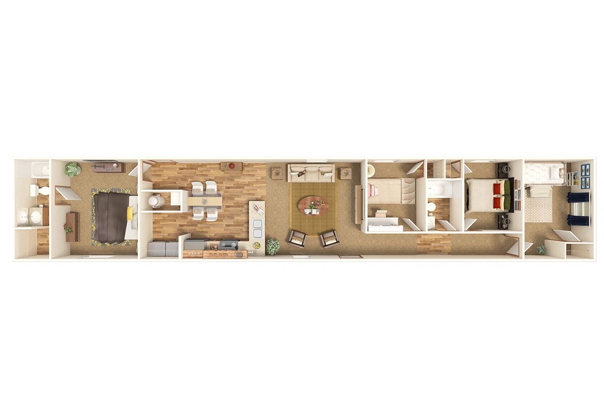 An aerial view of a floor plan of a house.