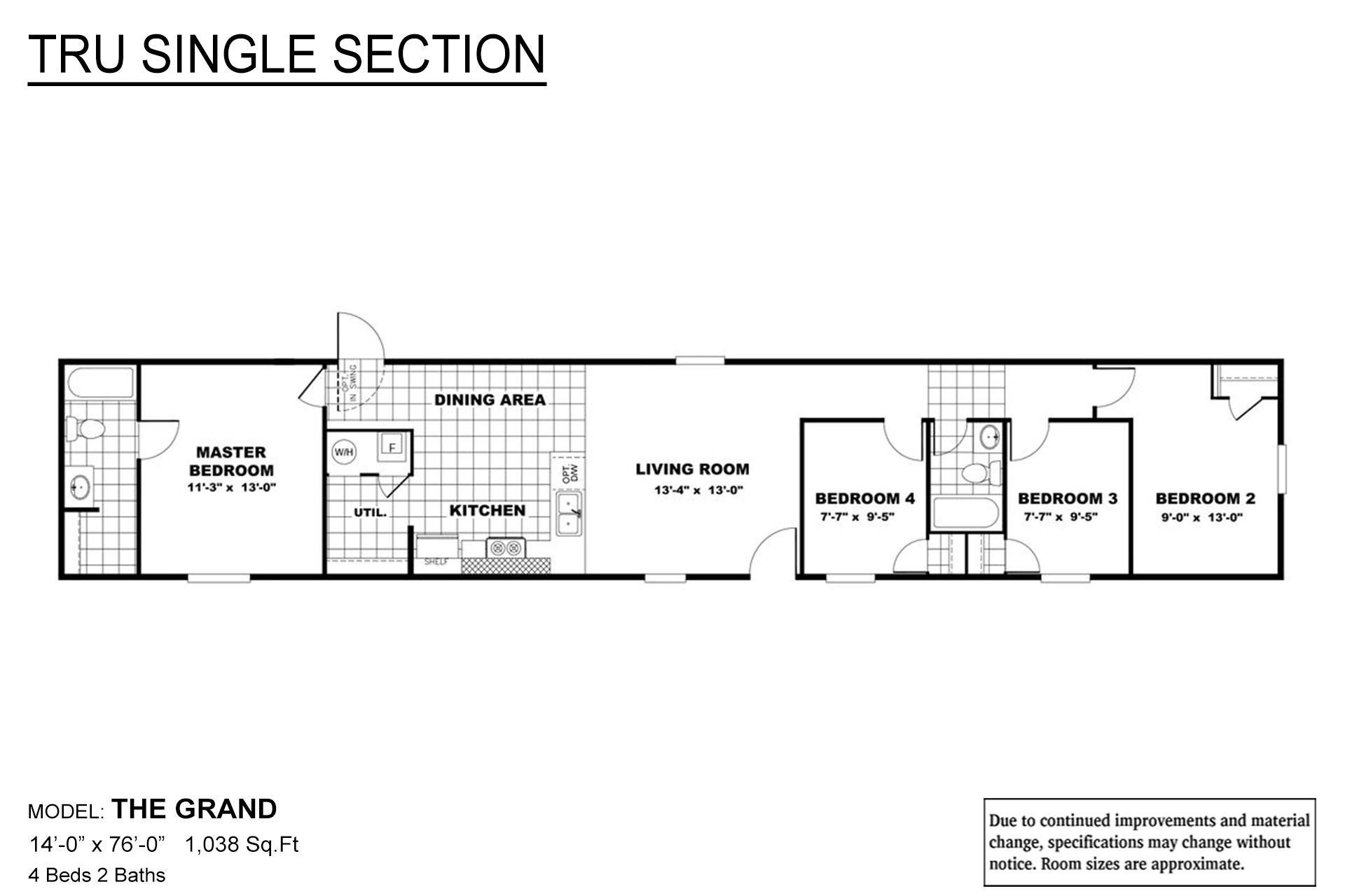 A black and white floor plan of a mobile home.