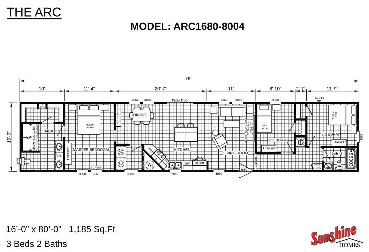 A black and white floor plan of a mobile home.