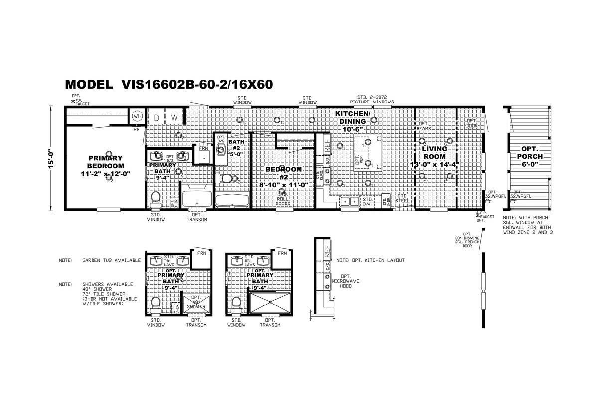 A black and white floor plan of a mobile home.
