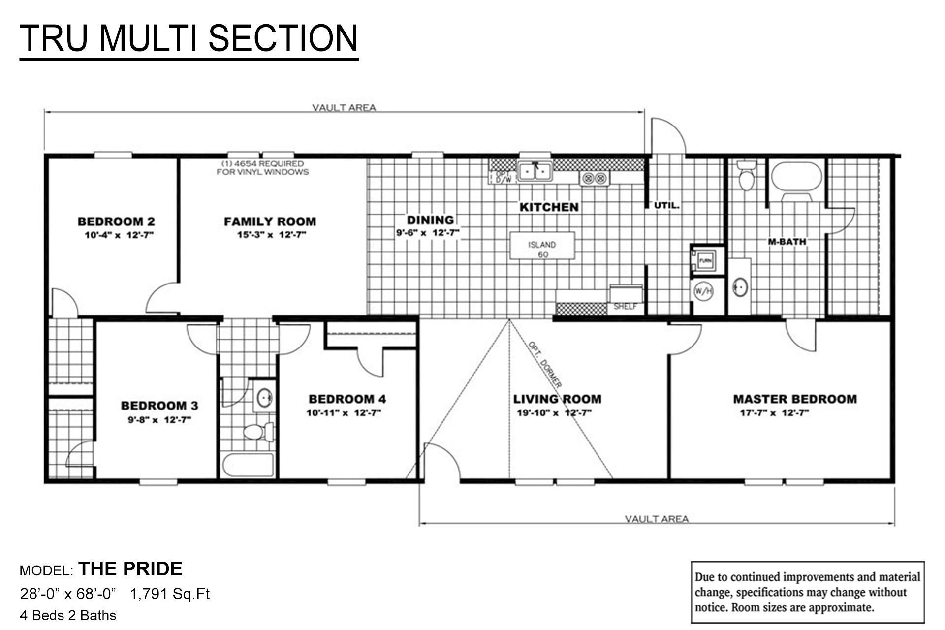 A black and white floor plan of a mobile home.