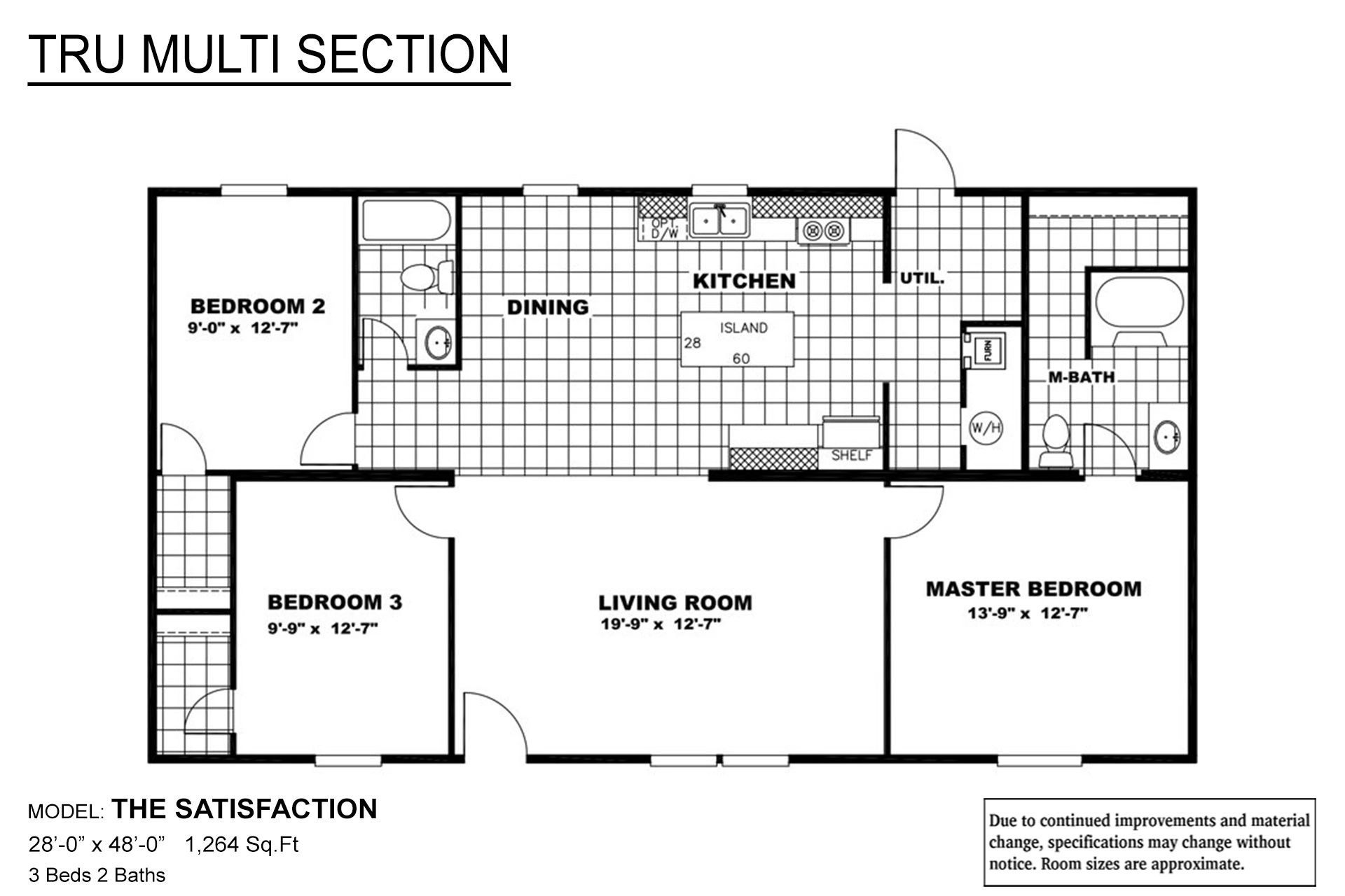 A black and white floor plan of a mobile home.