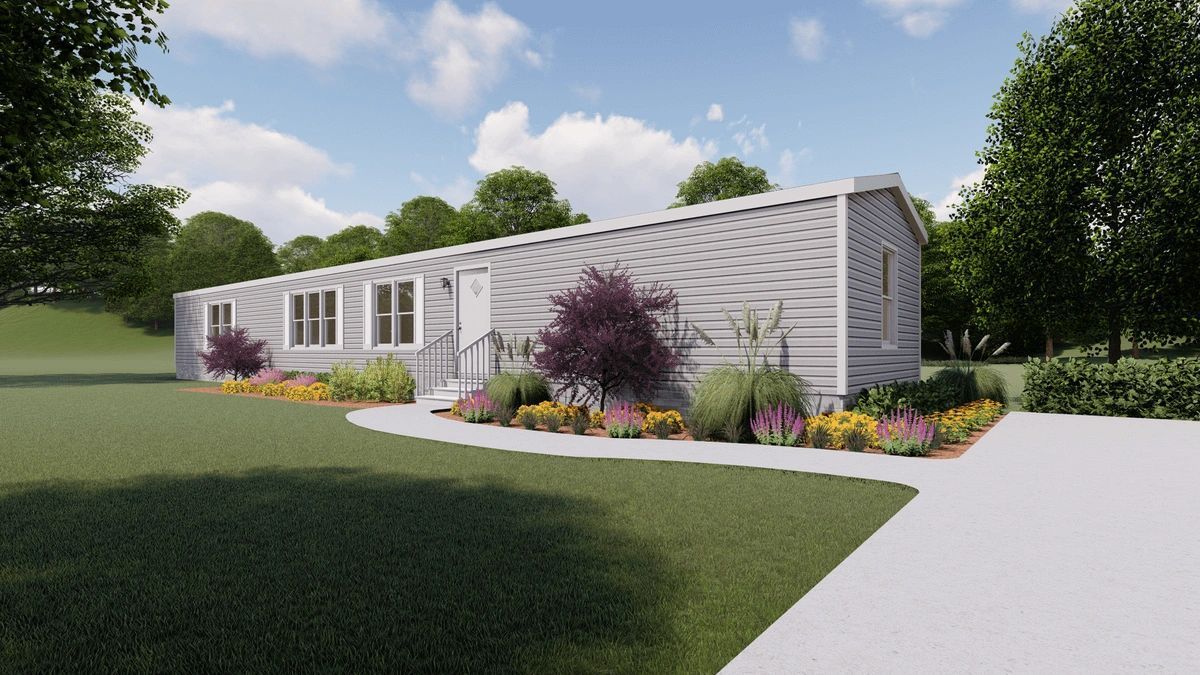 An artist 's impression of a mobile home in a residential area.