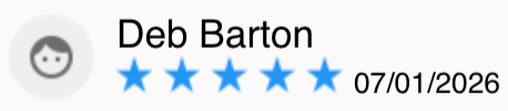Deb Barton with a 5-star rating and date 07/01/2026