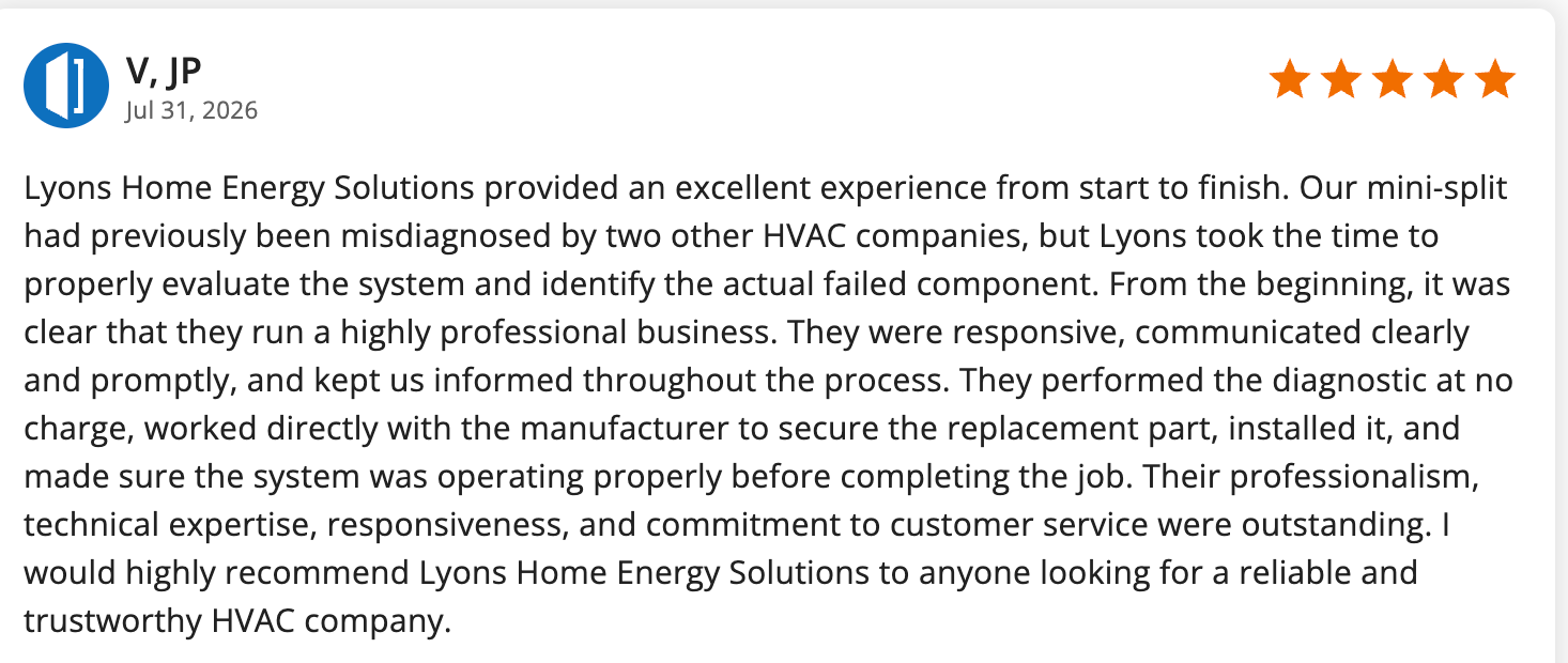 5-star customer review for V.P. Express Logistics, praising service, speed, and communication