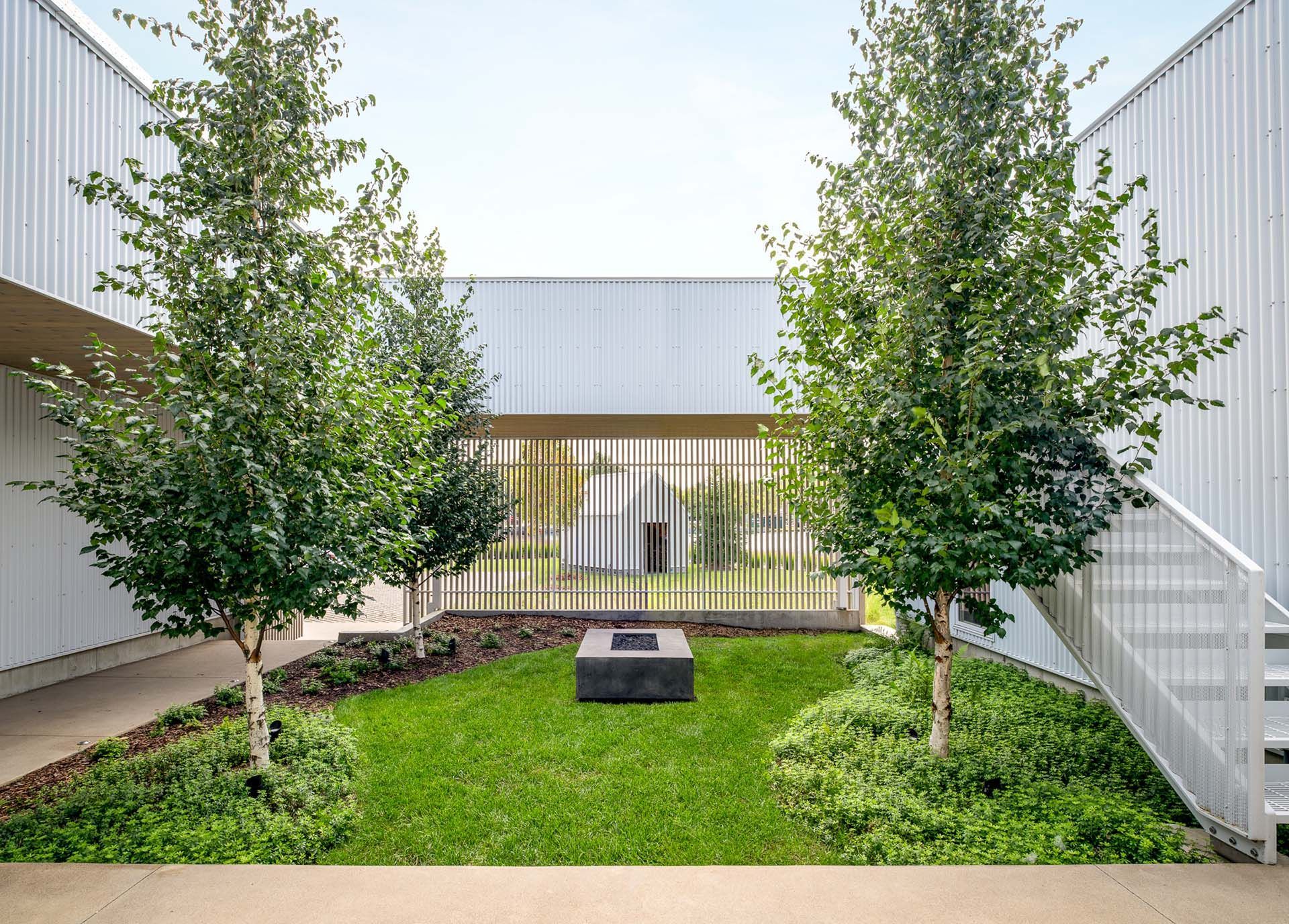 Closeup view of modern style landscaping