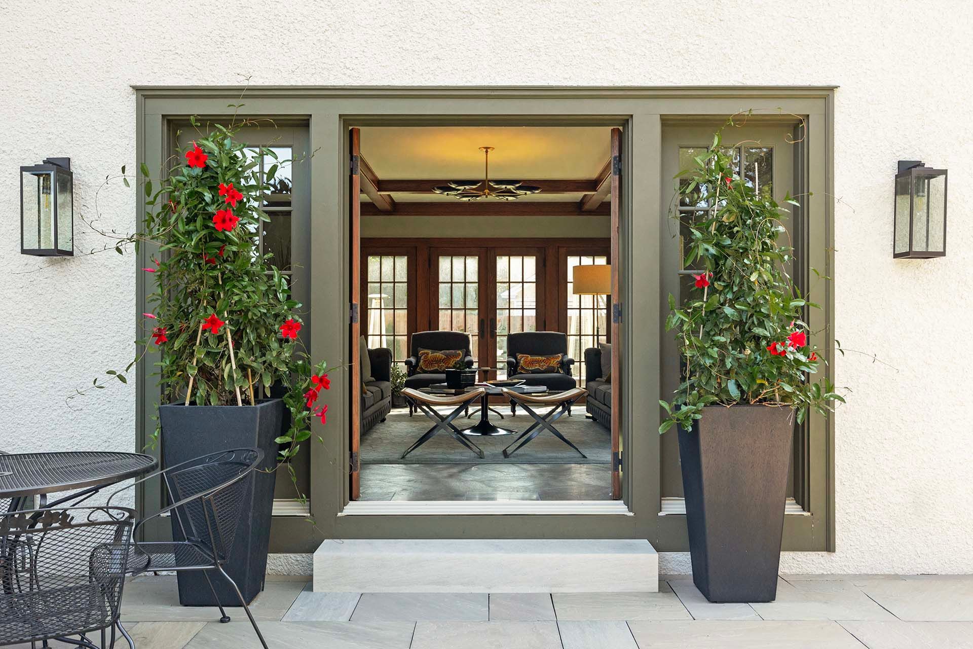 A view of a living room through a sliding glass door