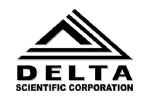 The delta scientific corporation logo is black and white.