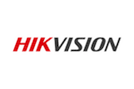 The logo for hikvision is red and black on a white background.