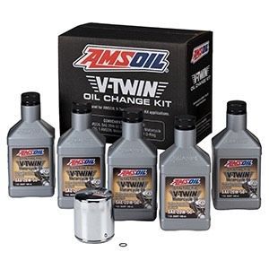 A box of amsoil v-twin oil change kit