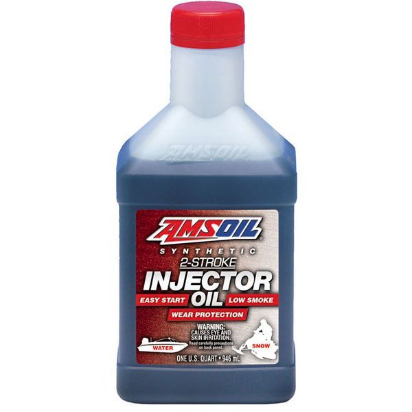 A bottle of amsoil synthetic 2 stroke injector oil
