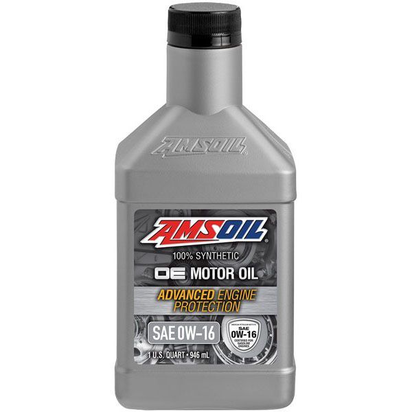A bottle of amsoil oe motor oil is shown on a white background.