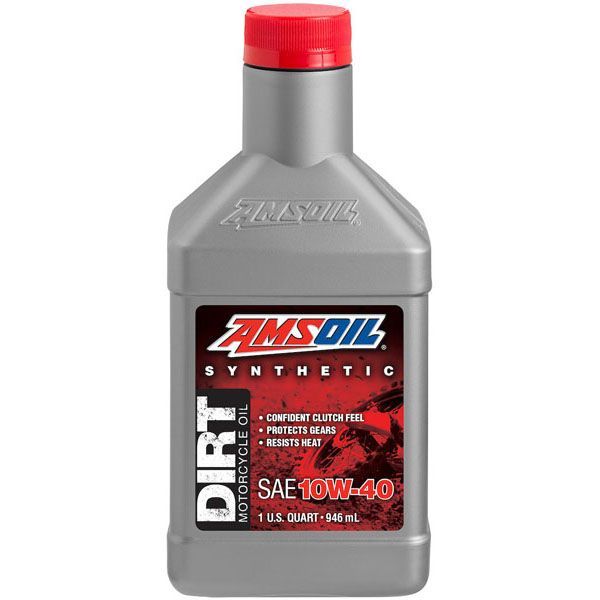 A bottle of amsoil dirt synthetic motor oil