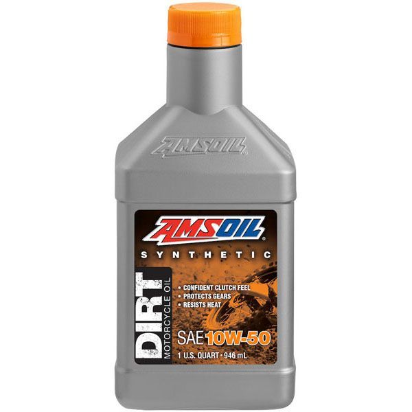 A bottle of amsoil dirt synthetic motor oil