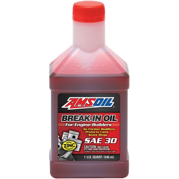 A bottle of amsoil break in oil for engine builders