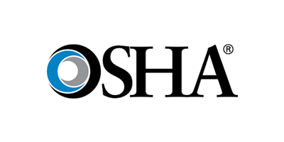 OSHA logo with a blue, gray, and black eye graphic on the