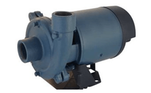 A blue, single-stage centrifugal water pump with a motor and metal housing.