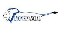 Lyon Financial logo with a blue lion outline and black text on a white background